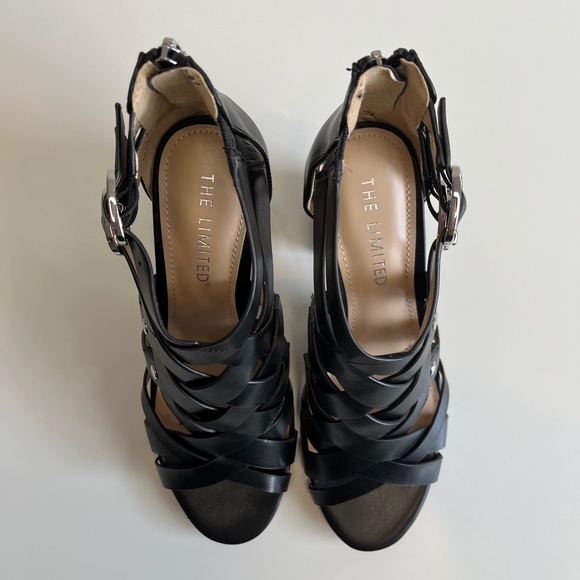 NEW The Limited Brooklyn Black Block Heeled Leather Sandals - Picture 14 of 16